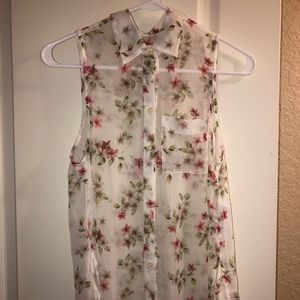 NEVER WORN white floral hollister blouse